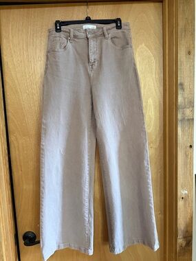 High-Rise Wide Leg Jeans in Taupe by Unknown Brand